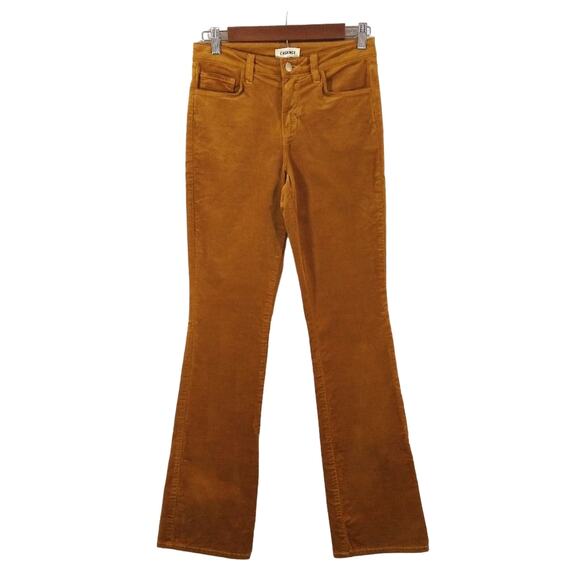 L'AGENCE Pants - AL L'AGENCE Oriana Yellow Gold Velour Velvet High Rise Straight Leg Pants NWT 25